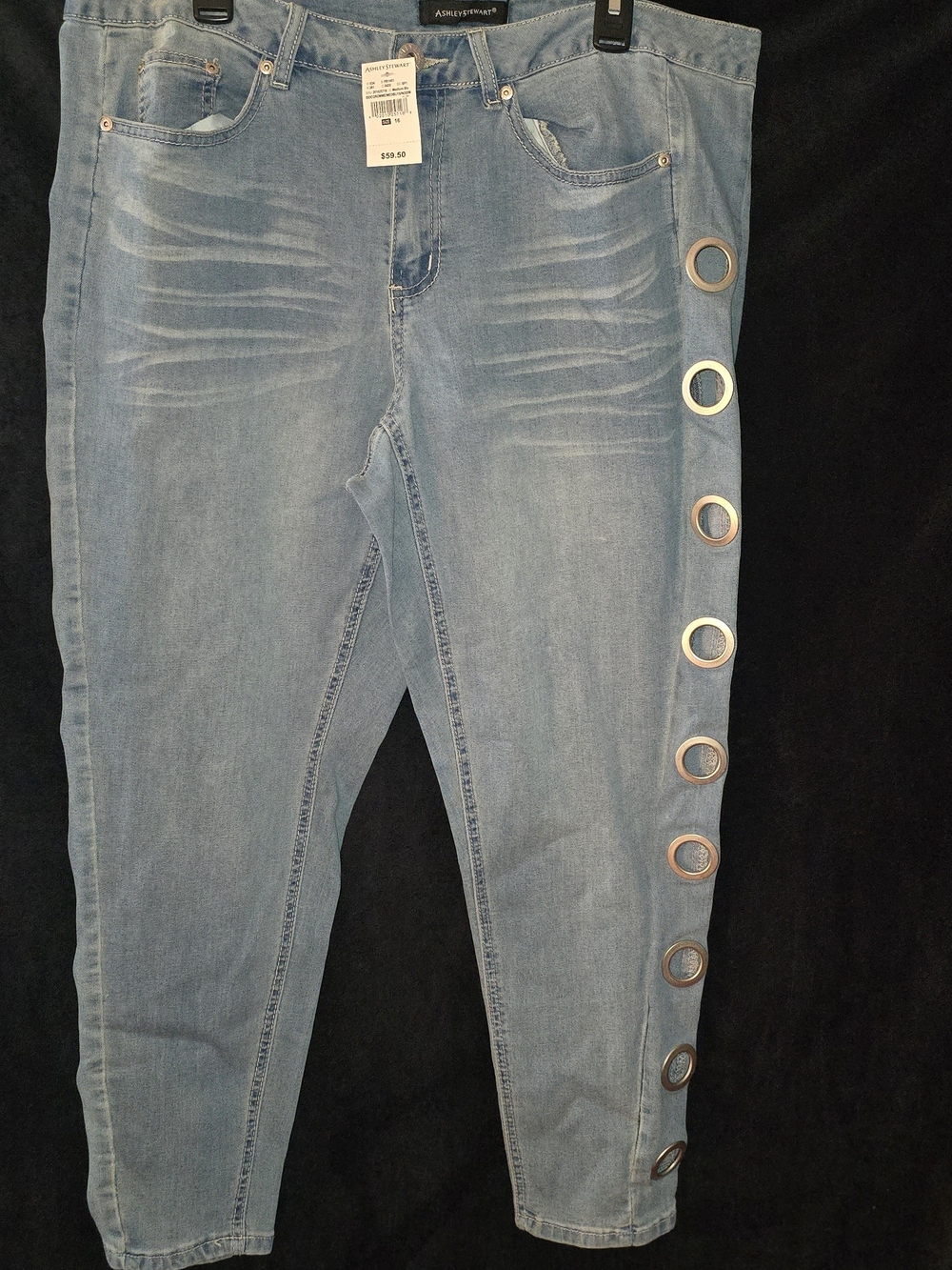 Ashley Stewart Light Blue Cropped Jeans with Side Grommet Detail